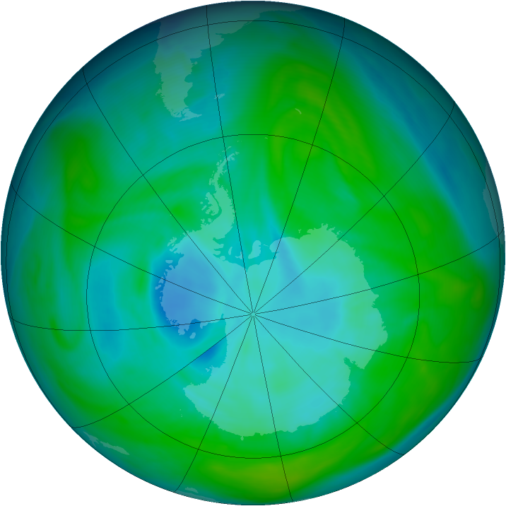 Antarctic ozone map for 27 December 2005